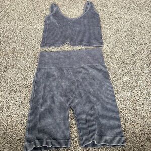 Aura Gray Athletic Shorts and Top Set